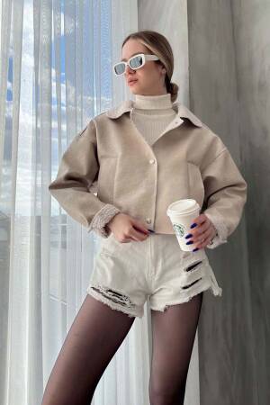 Taş F 1577 Nubuck Collar Coat - Topshow - Globality Store - Women Clothes Wholesale Turkey