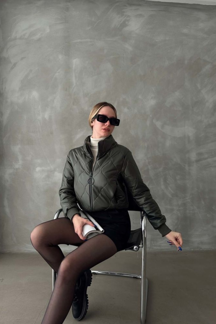 F1192 Zippered Leather Coat