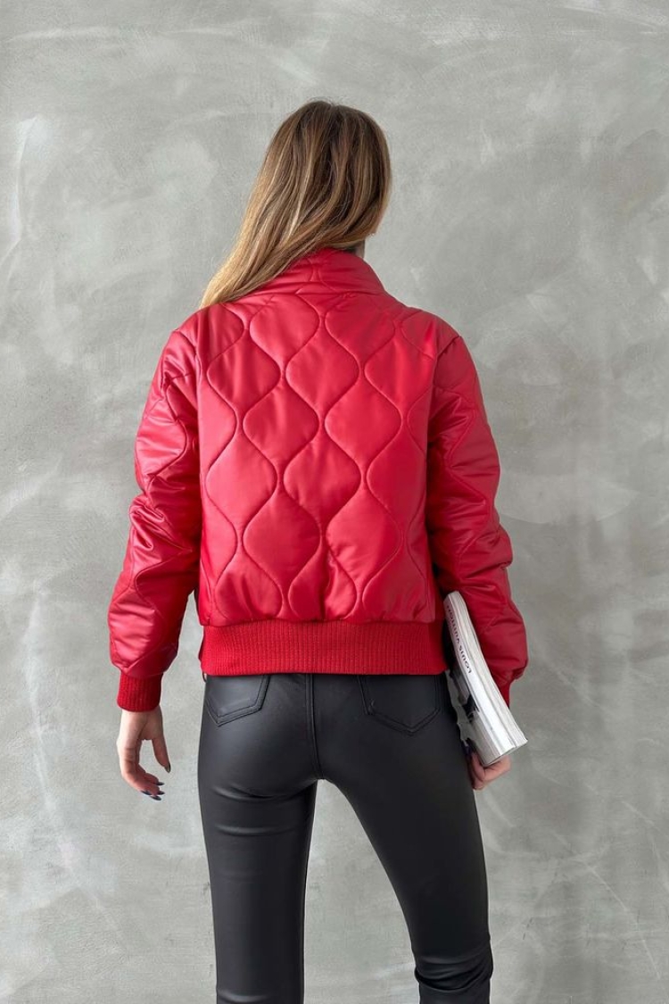 F1192 Zippered Leather Coat