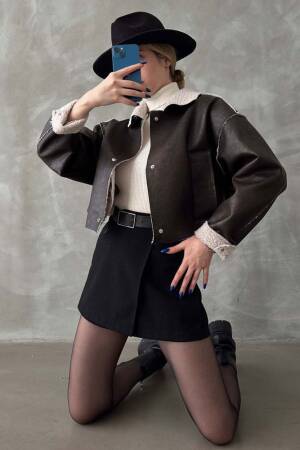 F 1577 Nubuck Collar Fur Coat - Topshow - Globality Store - Women Clothes Wholesale Turkey