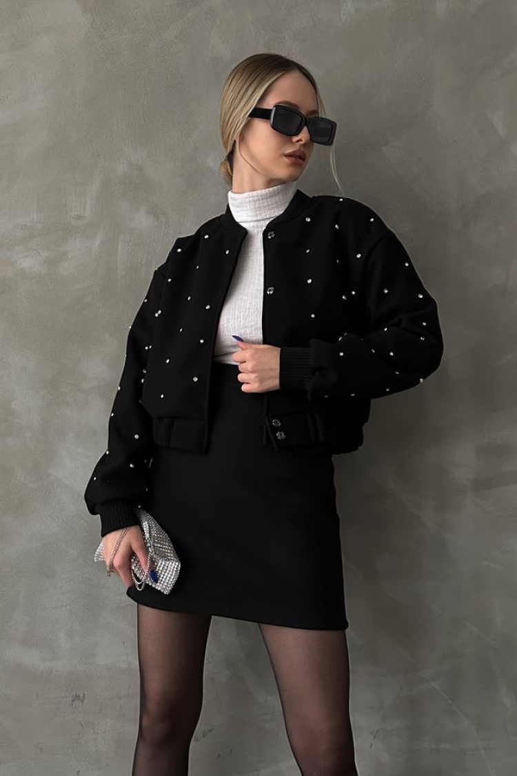 Stone Detailed College Jacket
