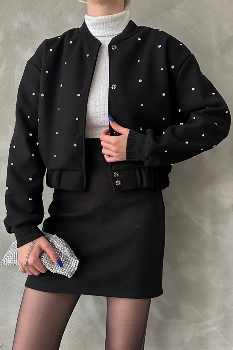 Stone Detailed College Jacket