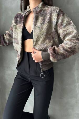Camouflage Patterned Plush Coat - Topshow - Globality Store - Women Clothes Wholesale Turkey
