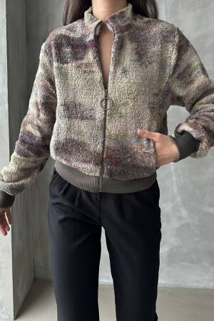 Camouflage Patterned Plush Coat - Topshow - Globality Store - Women Clothes Wholesale Turkey