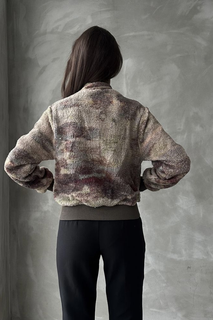 Camouflage Patterned Plush Coat