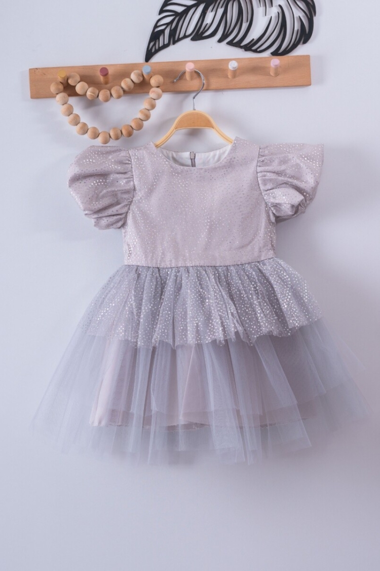 Girls Dress with Balloon Sleeves 3-6Y -  - Globality Store - Kids Baby Clothes Wholesale