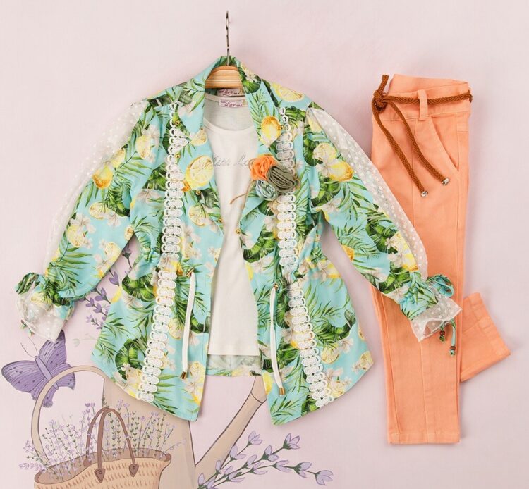 Wholesale 3-Piece Girl Coat Set with Pants and T-shirt 2-6Y - Miss Lore - Globality Store - Kids Baby Clothes Wholesale