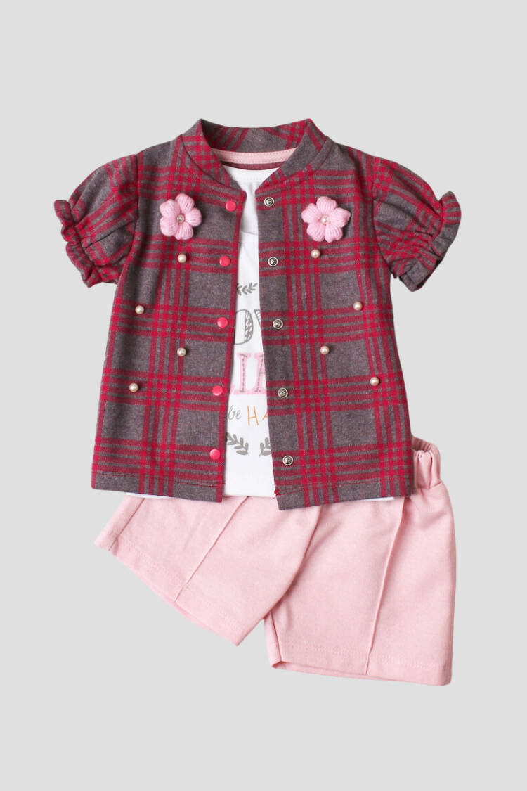 Wholesale Baby Girls 3-Pieces Shirt, T-shirt and Short Set 9-24M - Kidexs - Globality Store - Kids Baby Clothes Wholesale
