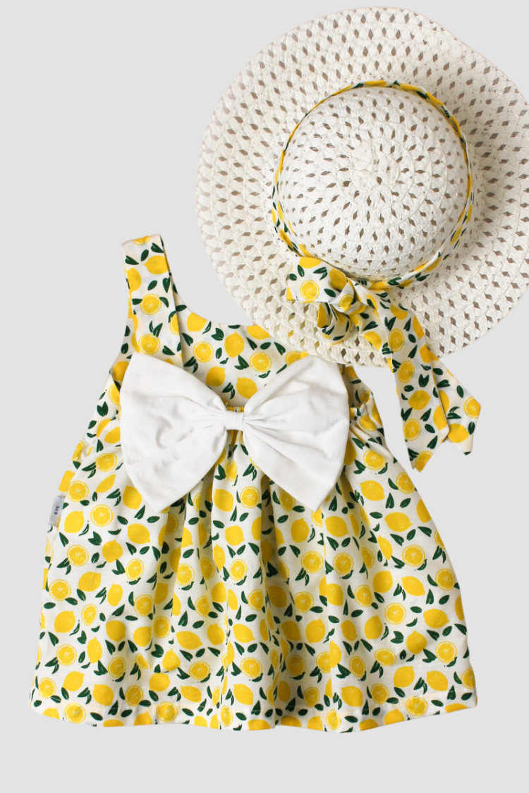 Wholesale Baby Girls Patterned Dress with Hat 6-24M - Kidexs - Globality Store - Kids Baby Clothes Wholesale
