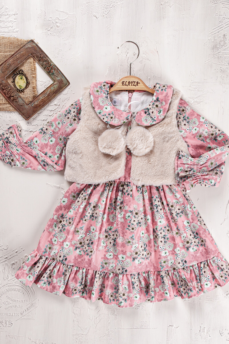 Wholesale Girl's 2-Piece Dress and Vest Set 6-9Y - Elayza - Globality Store - Kids Baby Clothes Wholesale