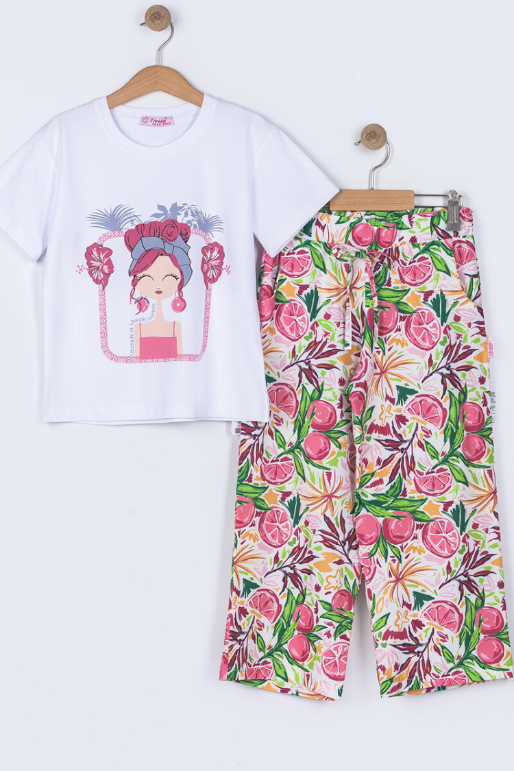 Wholesale Girls 2-Piece Printed Tshirt and Pants Set 6-9Y - Tivido - Globality Store - Kids Baby Clothes Wholesale