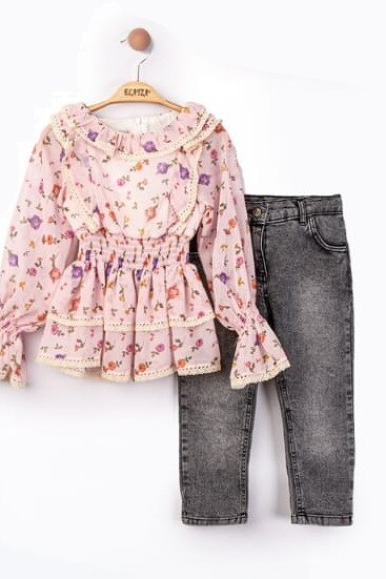 Wholesale Girls 2-Pieces Blouse and Pants Set 5-8Y - Elayza - Globality Store - Kids Baby Clothes Wholesale