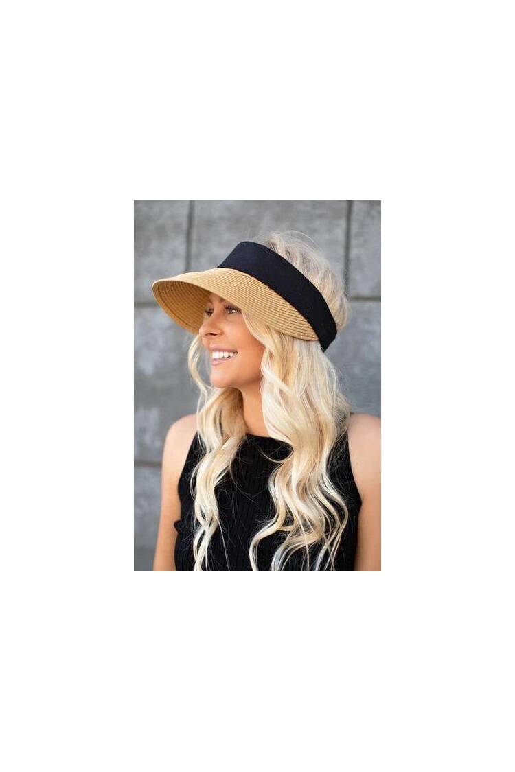 Straw Visor Hat - Brand: Axesoire - Women's Clothing Wholesale - Globality Store