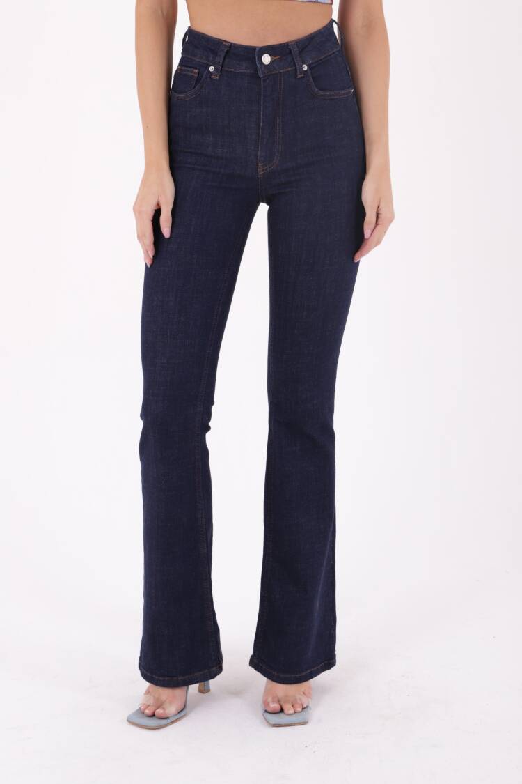 High Waist And Wide Leg Skinny Jean - Navy