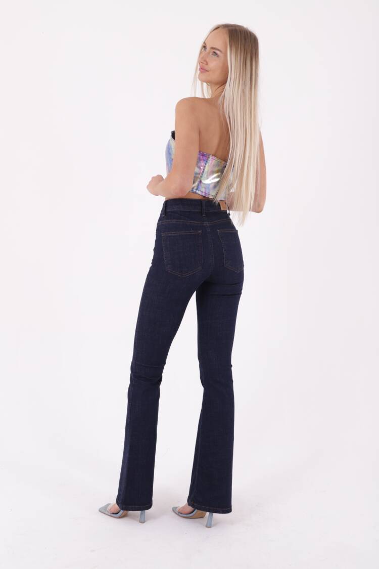 High Waist And Wide Leg Skinny Jean - Navy