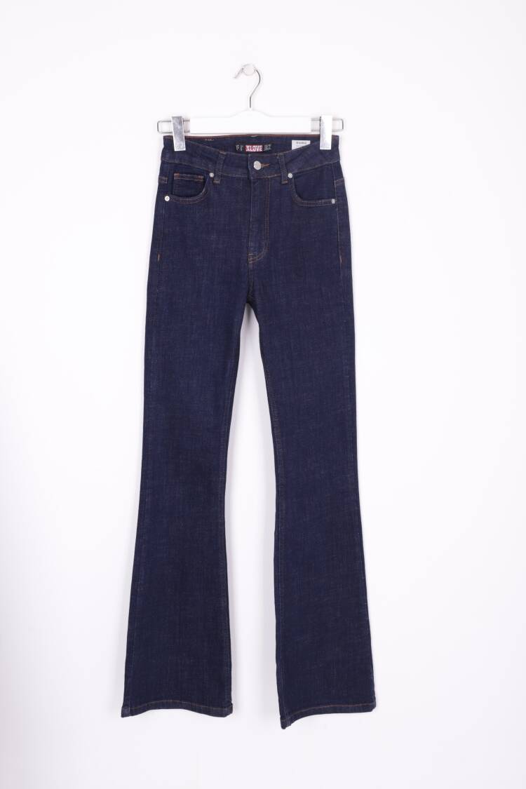 High Waist And Wide Leg Skinny Jean - Navy