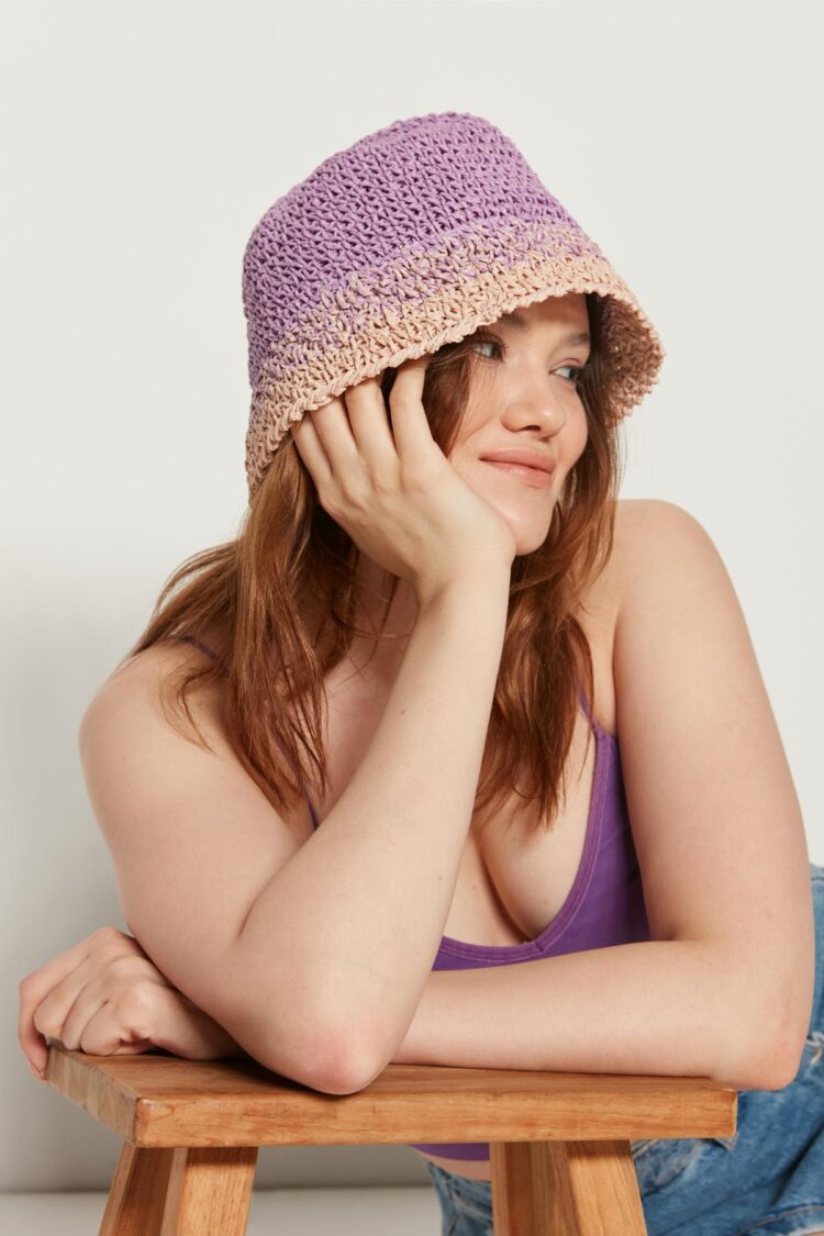 Hand Knitted Straw Hat
