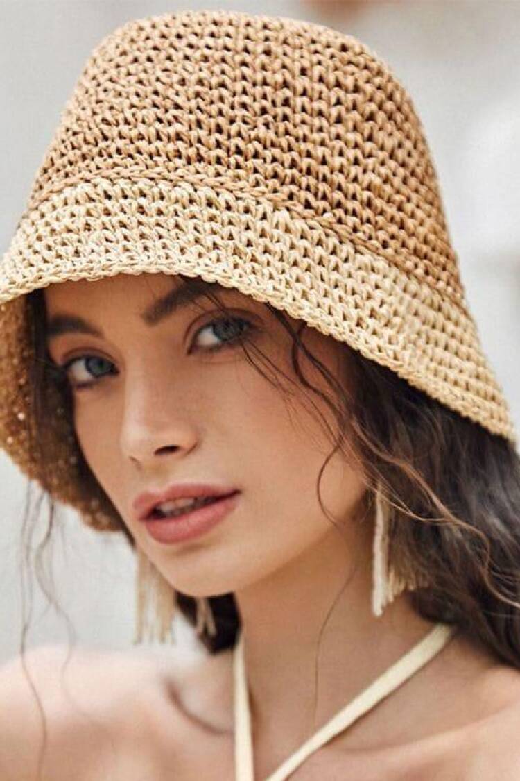 Hand Knitted Straw Hat