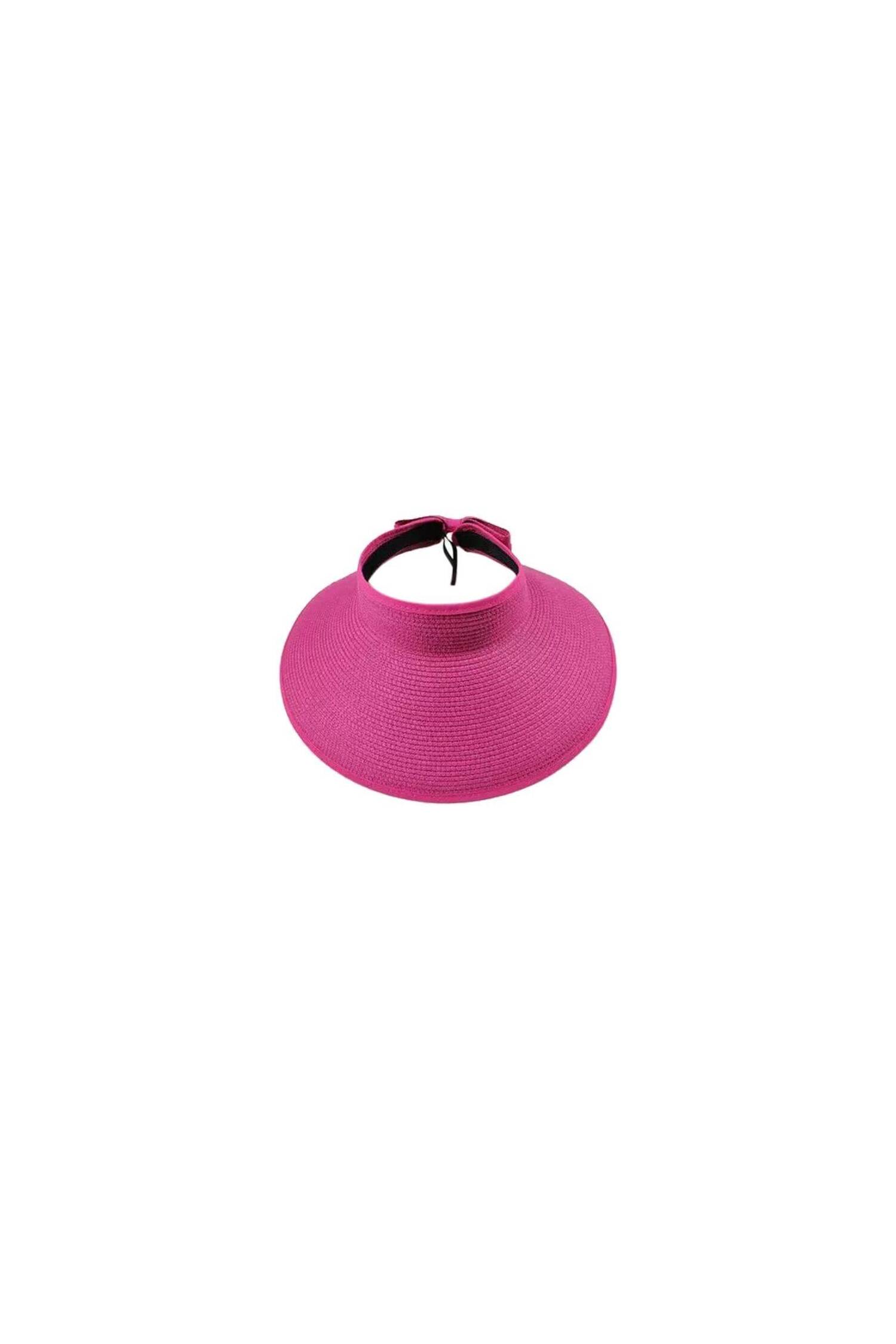 Wide Open Top Straw Visor Hat With Bow - Brand: Axesoire - Women's Clothing Wholesale - Globality Store