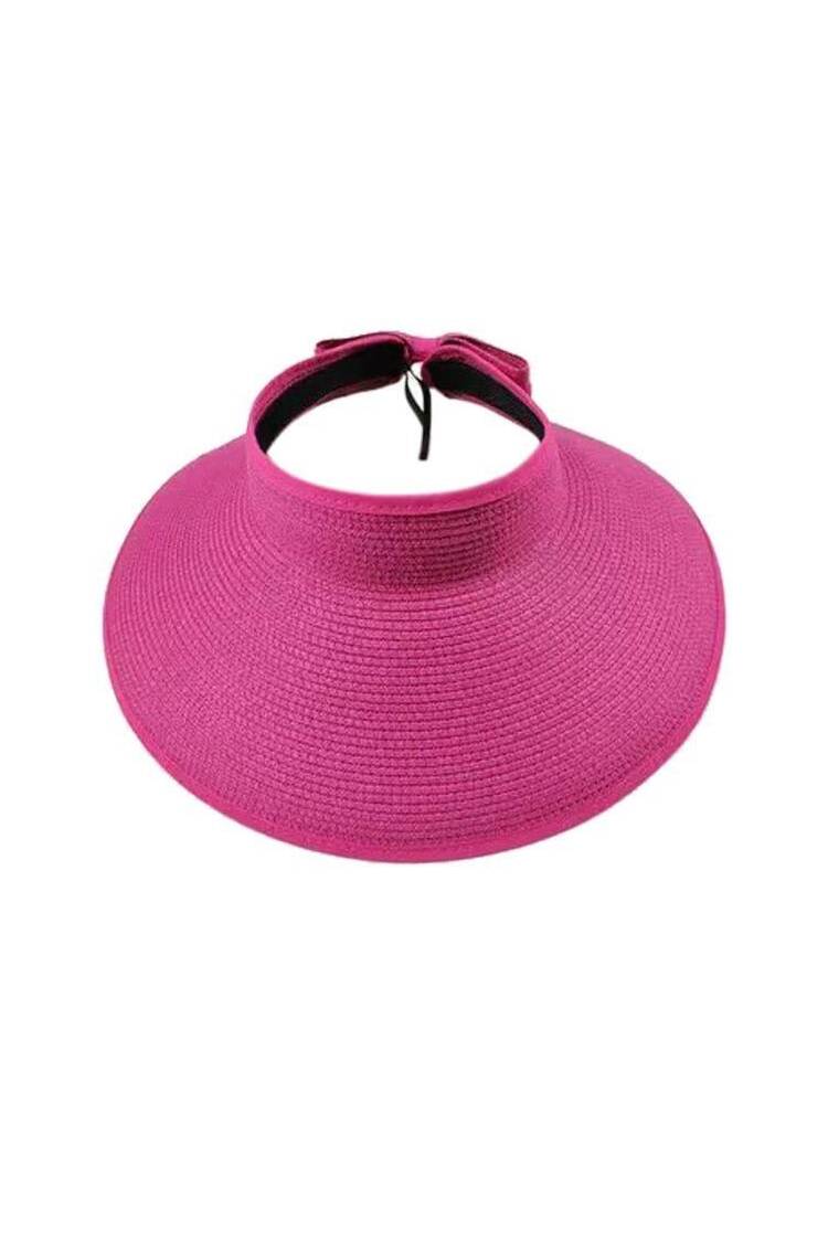 Wide Open Top Straw Visor Hat With Bow - Brand: Axesoire - Women's Clothing Wholesale - Globality Store