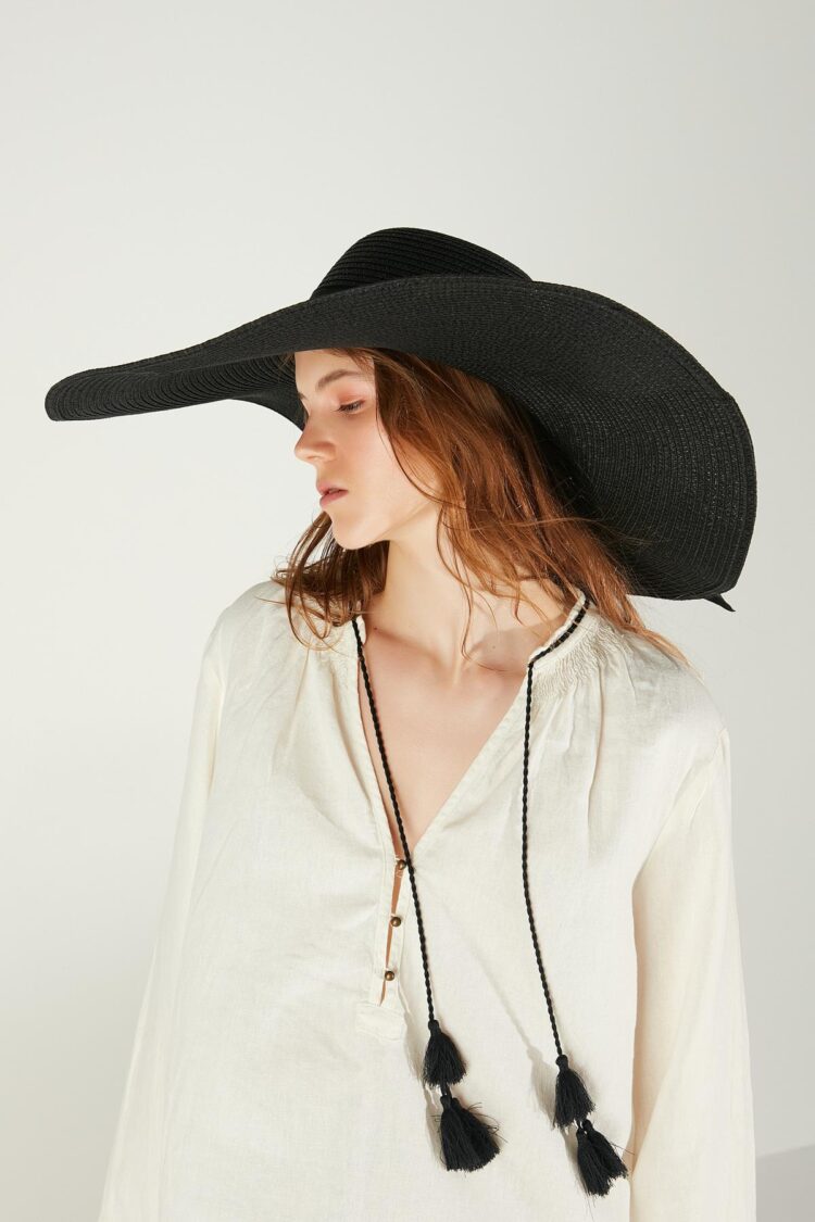 Belted Wide Straw Hat