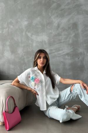 Flower Detailed Shirt - Brand: Topshow - Women's Clothing Wholesale - Globality Store