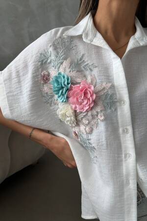Flower Detailed Shirt - Brand: Topshow - Women's Clothing Wholesale - Globality Store