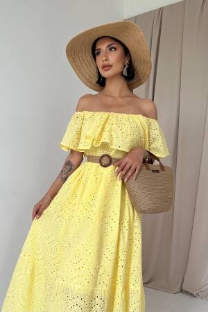 Embroidery Dress With Elastic Shoulders - Brand: Elisa - Women's Clothing Wholesale - Globality Store