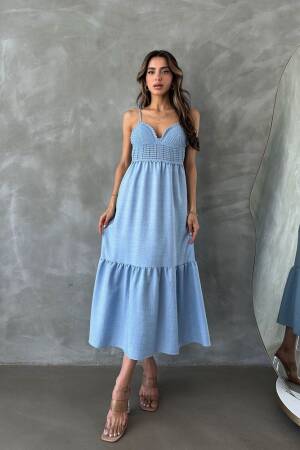 Linen Strappy V-Neck Floor Length Dress - Brand: Topshow - Women's Clothing Wholesale - Globality Store