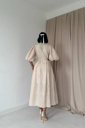 Balloon Sleeve Pleated Dress