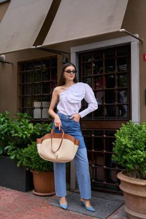 Contrast Tote Bag Brown - Brand: Mina Fashion - Women's Clothing Wholesale - Globality Store