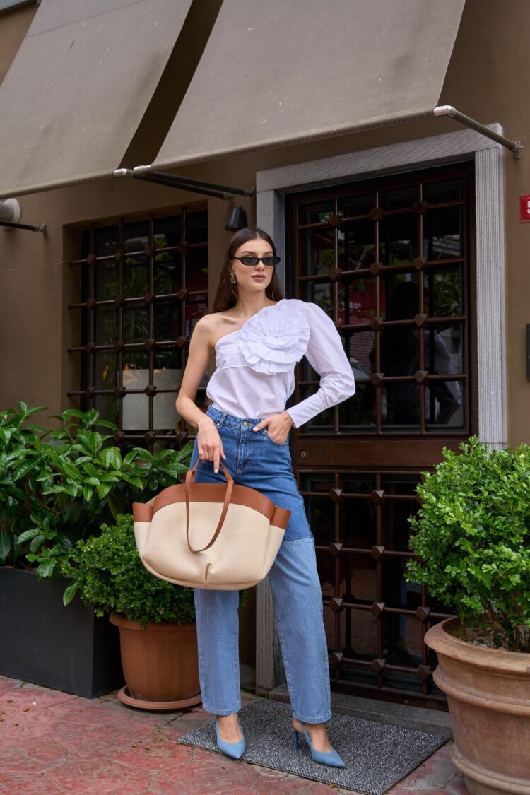 Contrast Tote Bag Brown