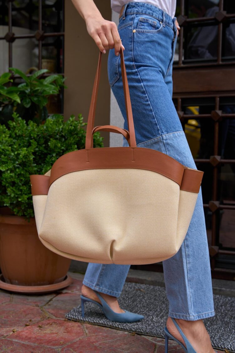 Contrast Tote Bag Brown