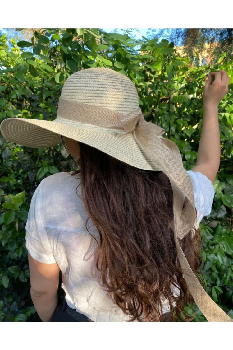 Wide Straw Hat With Jute Rope Bow