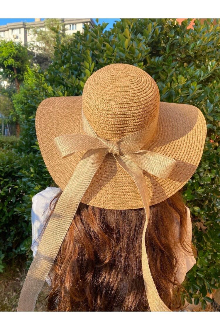 Wide Straw Hat With Jute Rope Bow