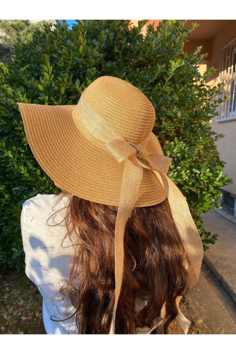 Wide Straw Hat With Jute Rope Bow
