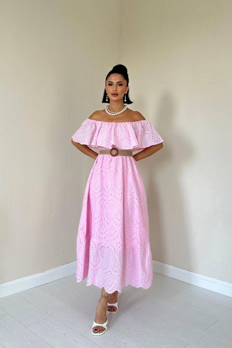 Embroidery Dress With Elastic Shoulders - Brand: Elisa - Women's Clothing Wholesale - Globality Store