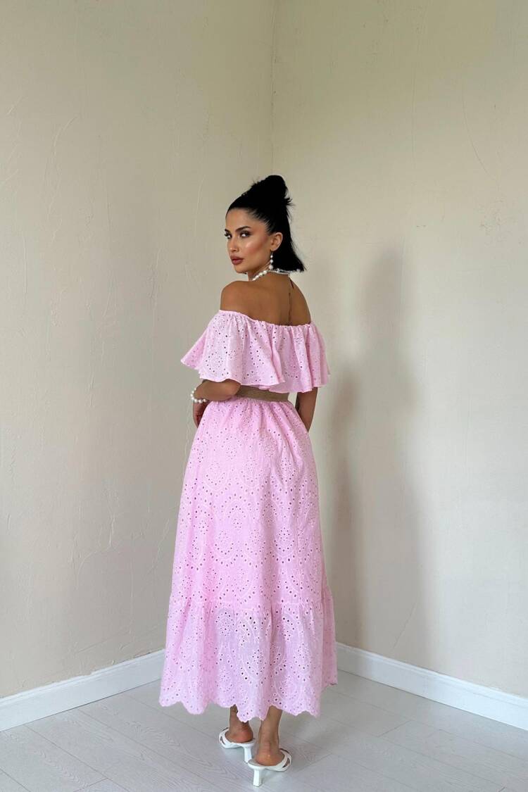 Embroidery Dress With Elastic Shoulders