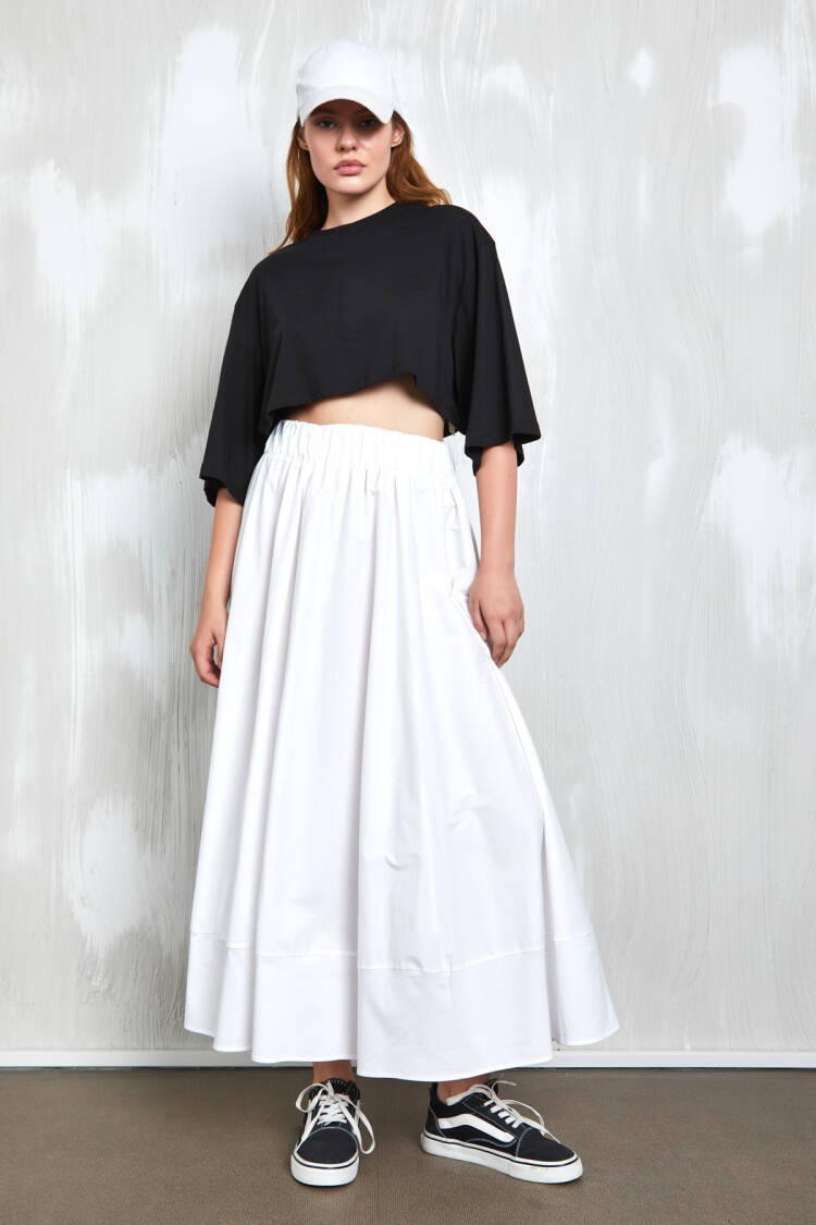Poplin Long Skirt With Elastic Waist 27321 - Brand: First Angels - Women's Clothing Wholesale - Globality Store