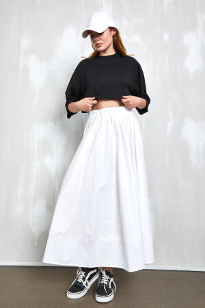 Poplin Long Skirt With Elastic Waist 27321 - Brand: First Angels - Women's Clothing Wholesale - Globality Store