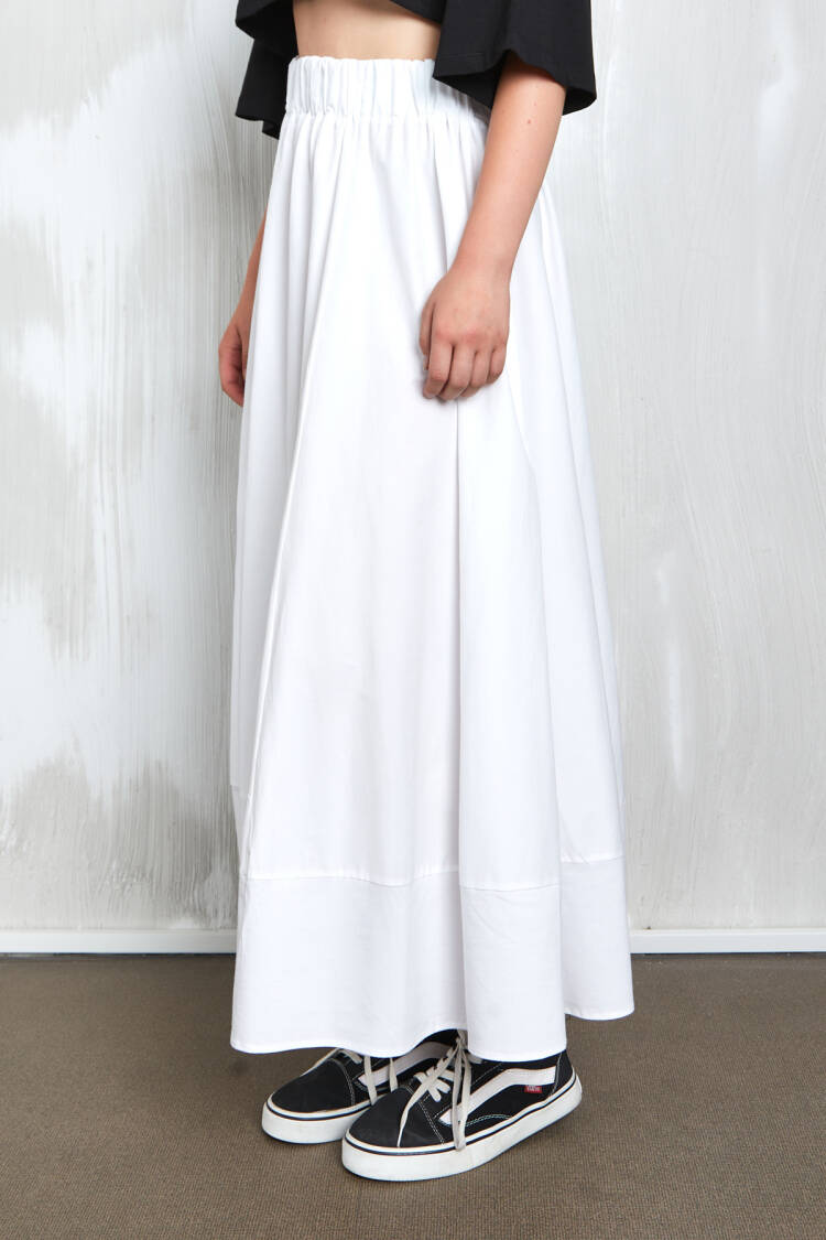 Poplin Long Skirt With Elastic Waist 27321