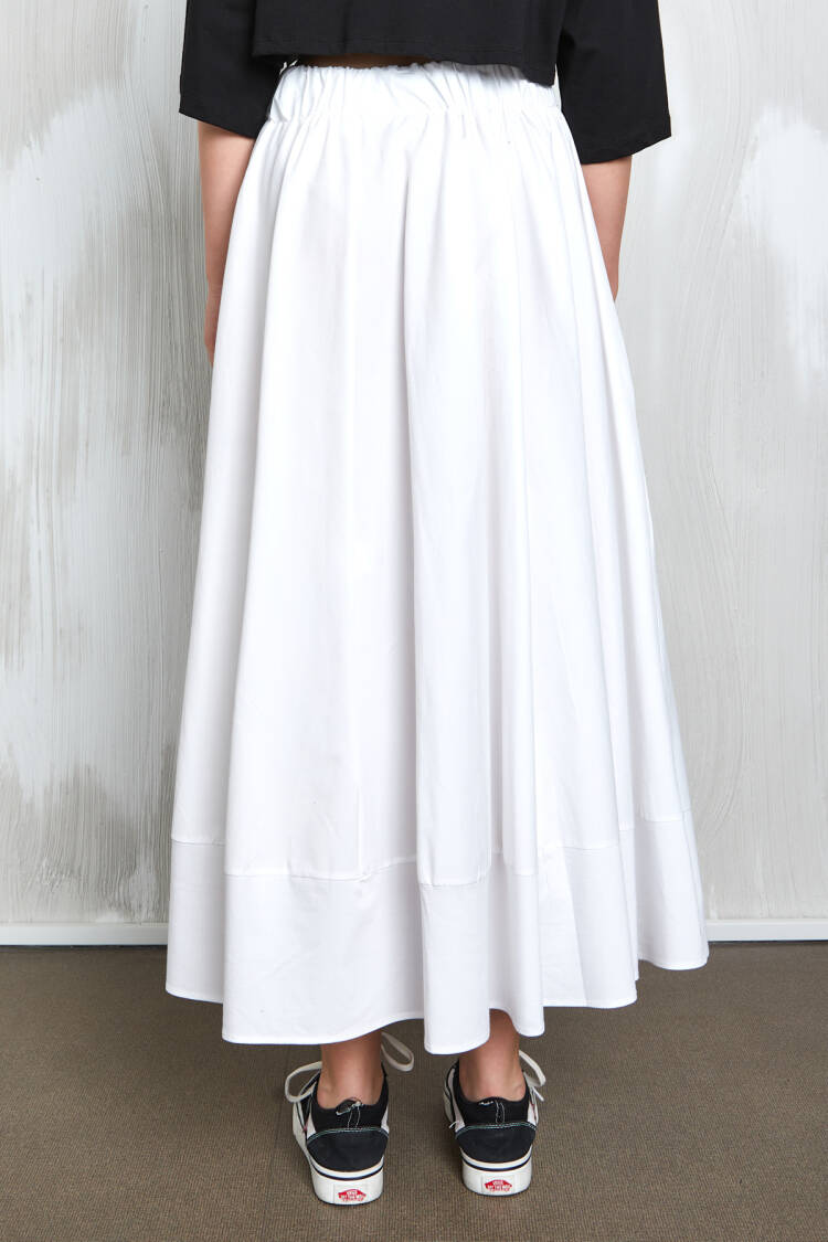 Poplin Long Skirt With Elastic Waist 27321
