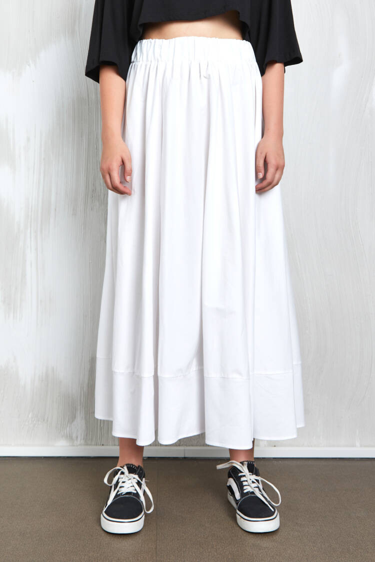 Poplin Long Skirt With Elastic Waist 27321