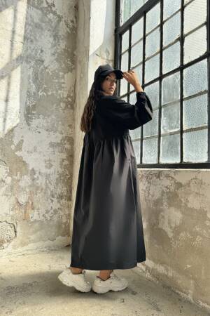 Cotton Top And Woven Bottom Oversize Long Sleeve Long Dress - Brand: First Angels - Women's Clothing Wholesale - Globality Store