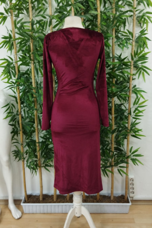 Women's Long Sleeve Double Breasted Waist Gather Detail Midi Velvet Dress - Brand: Janes - Women's Clothing Wholesale - Globality Store