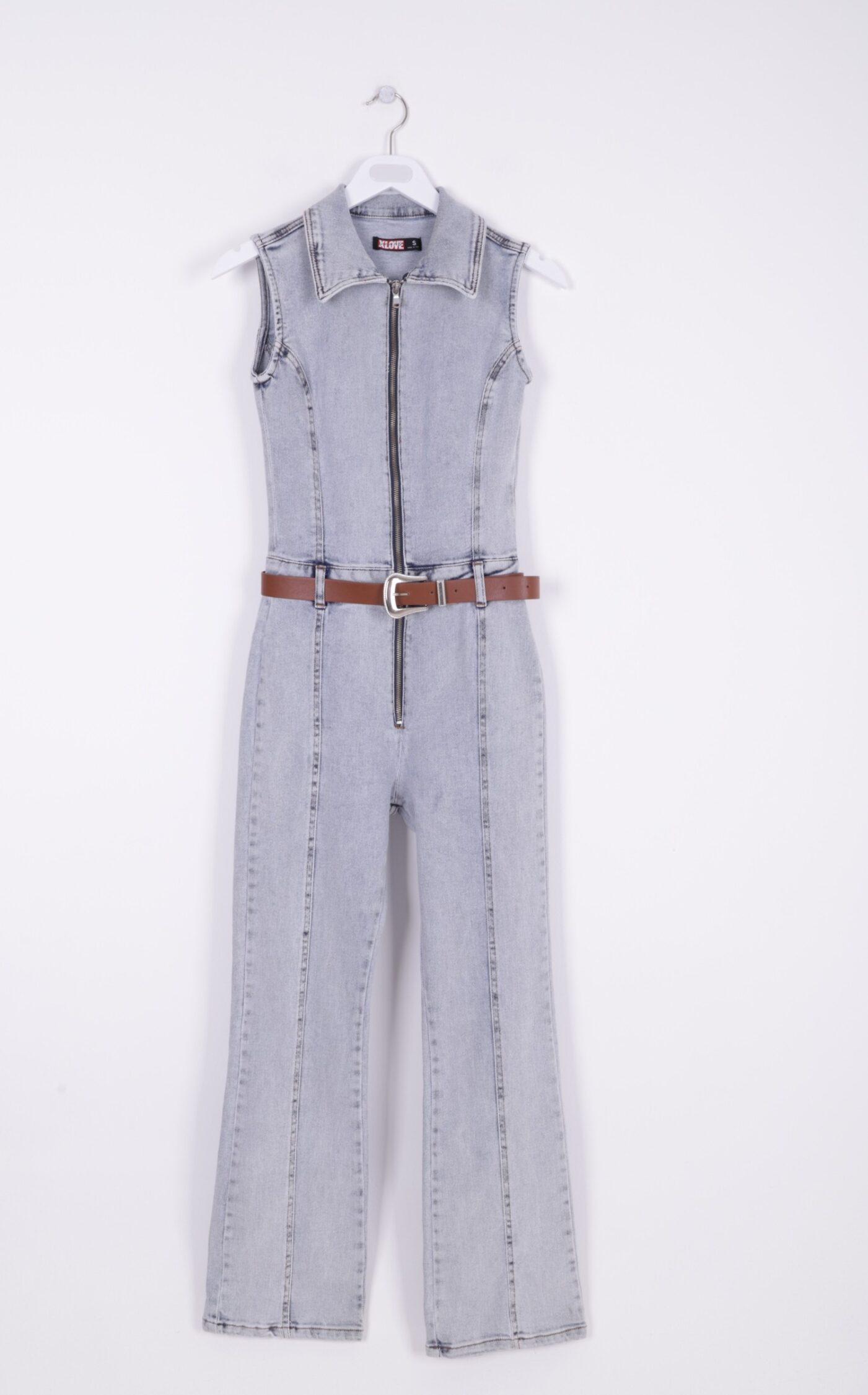 Sleeveless Zippered Denim Overalls With Cups - Brand: XLove - Women's Clothing Wholesale - Globality Store