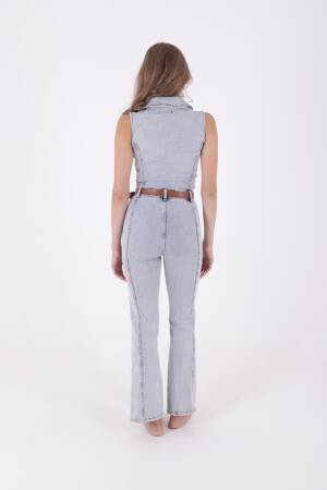 Sleeveless Zippered Denim Overalls With Cups - Brand: XLove - Women's Clothing Wholesale - Globality Store