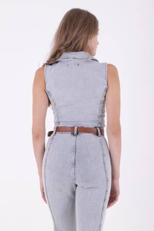 Sleeveless Zippered Denim Overalls With Cups - Brand: XLove - Women's Clothing Wholesale - Globality Store