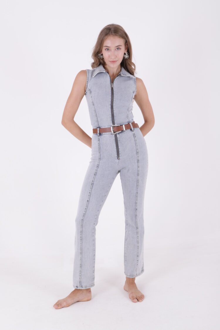 Sleeveless Zippered Denim Overalls With Cups - Brand: XLove - Women's Clothing Wholesale - Globality Store
