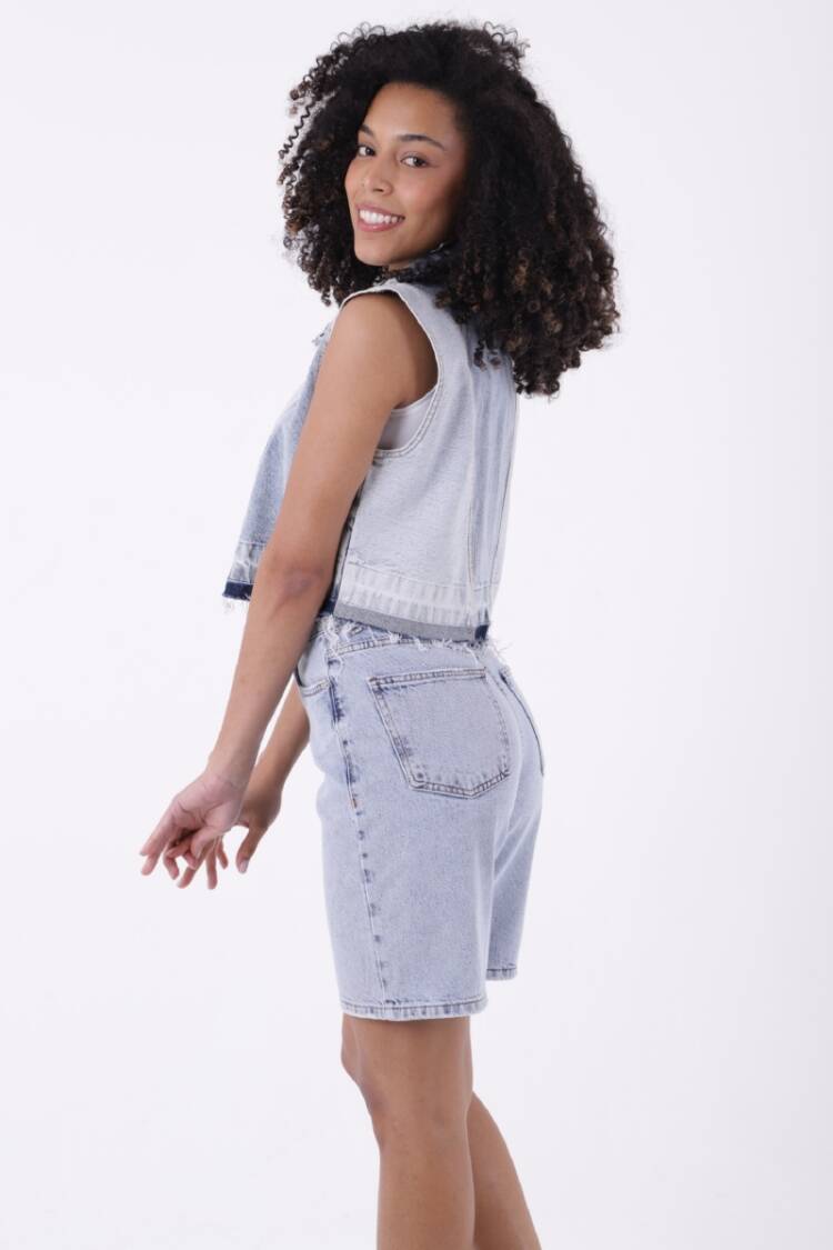 Mid Length Denim Shorts